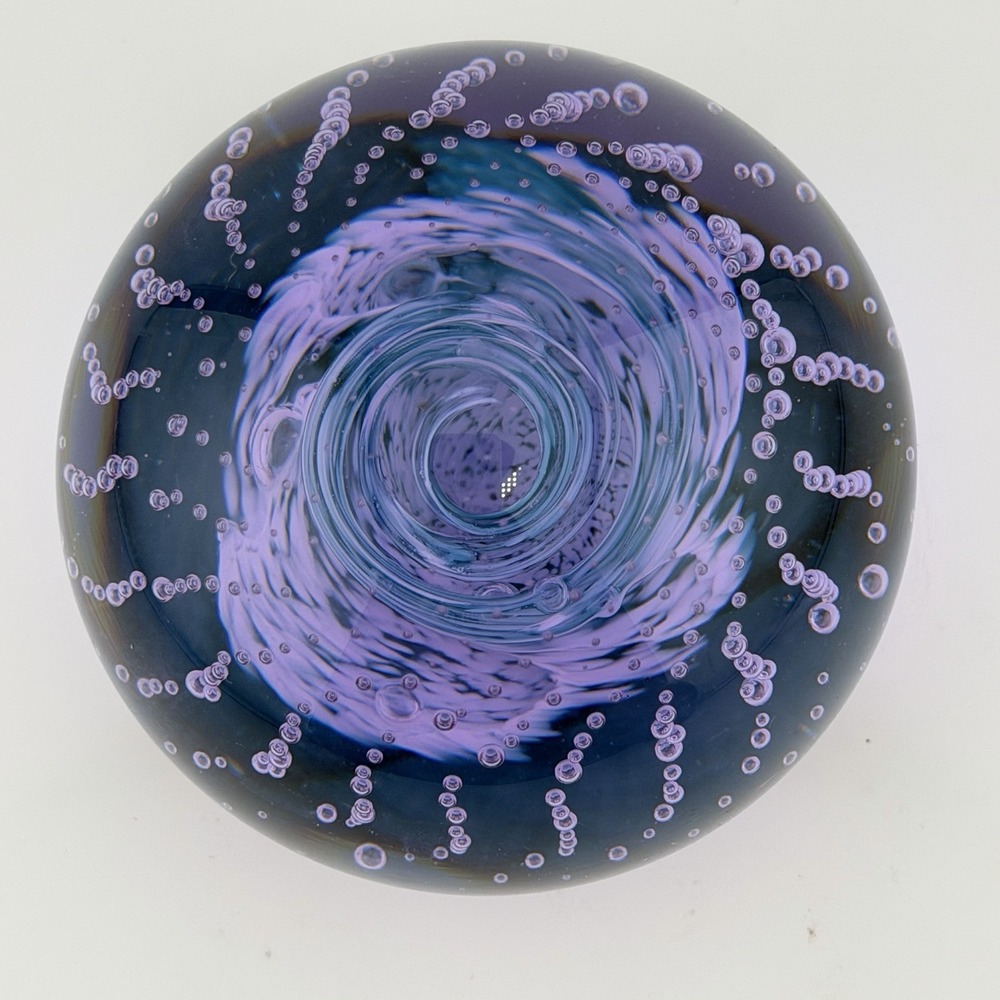 Caithness Cauldron Bubble Purple Blue Art Glass Paperweight Scotland 3 in - Picture 5 of 7
